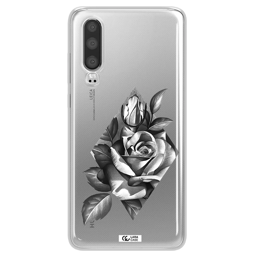 a drawing of a rose Huawei P30 Clear TPU Case