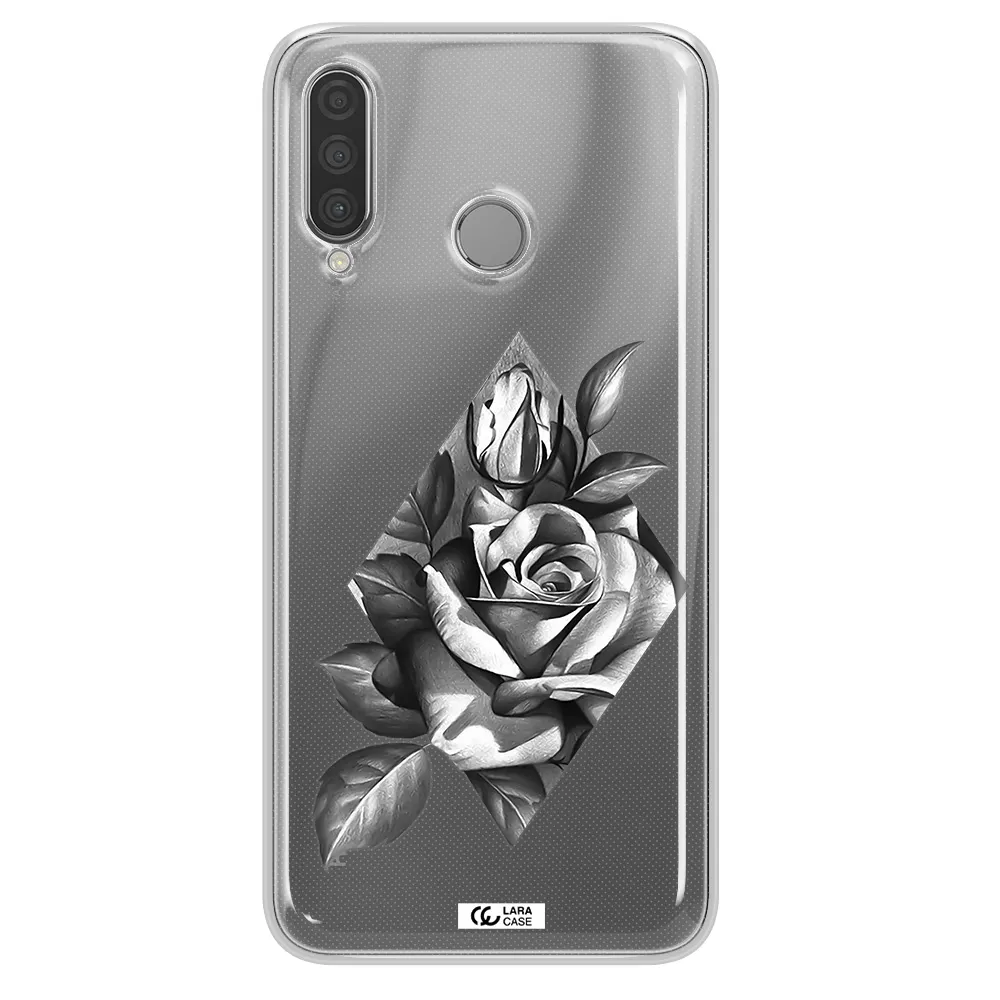 a drawing of a rose Huawei P30 Lite Clear TPU Case