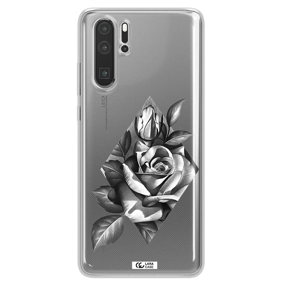 a drawing of a rose Huawei P30 Pro Clear TPU Case