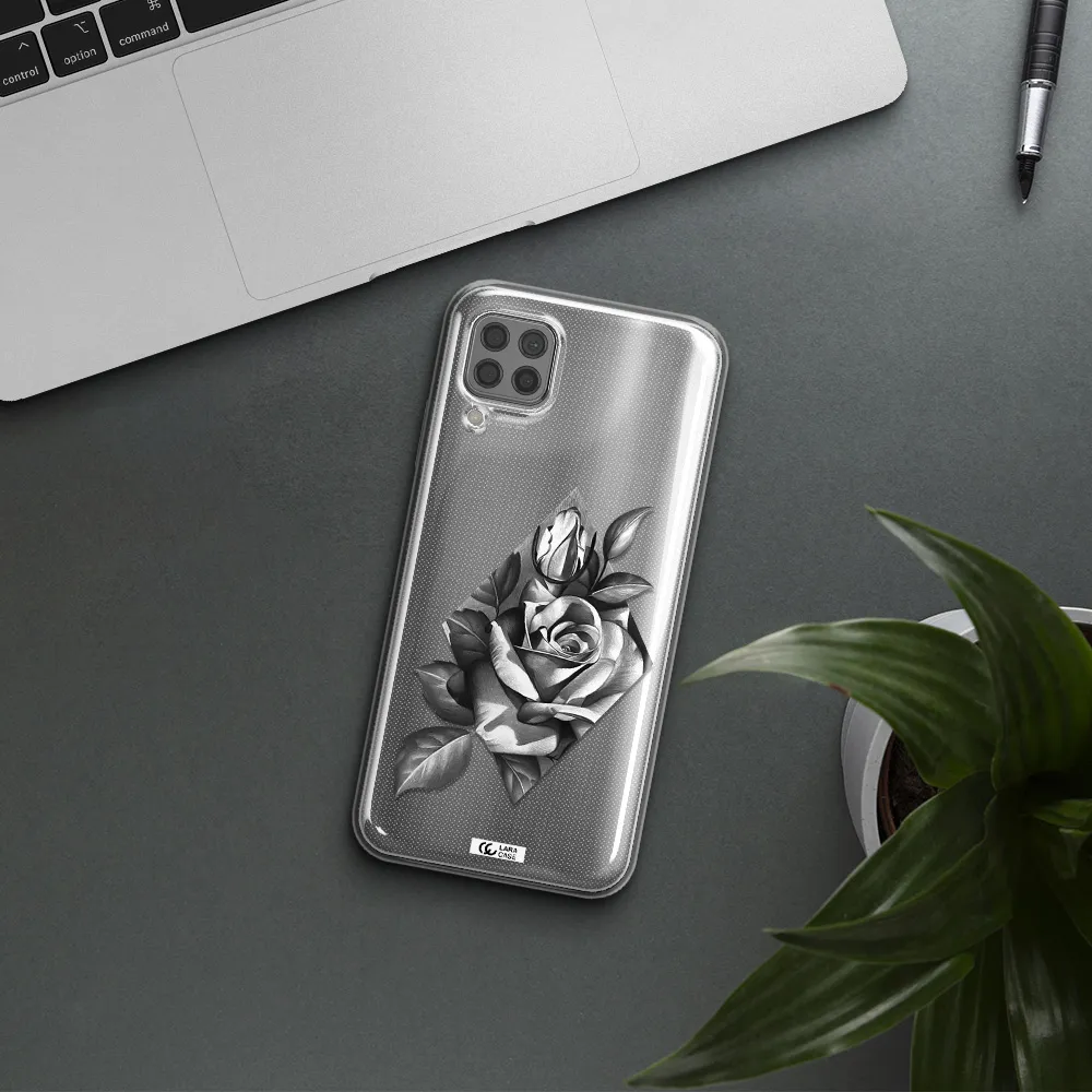 a drawing of a rose Huawei P40 Lite Clear TPU Case