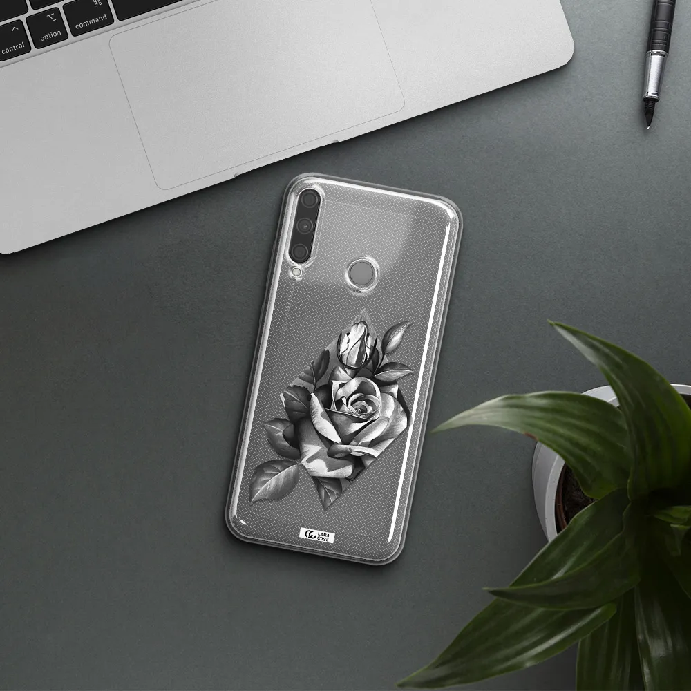 a drawing of a rose Huawei P40 Lite E Clear TPU Case