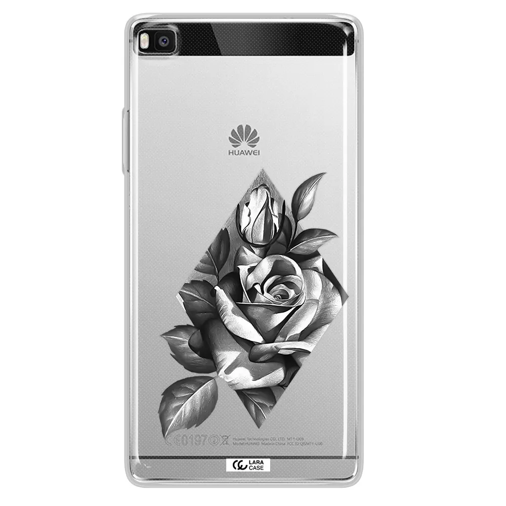 a drawing of a rose Huawei P8 Clear TPU Case