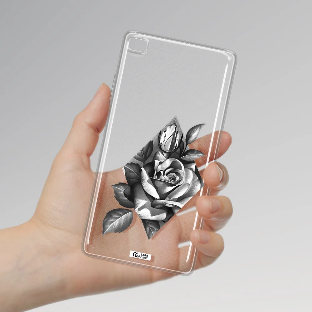 a drawing of a rose Huawei P8 Clear TPU Case