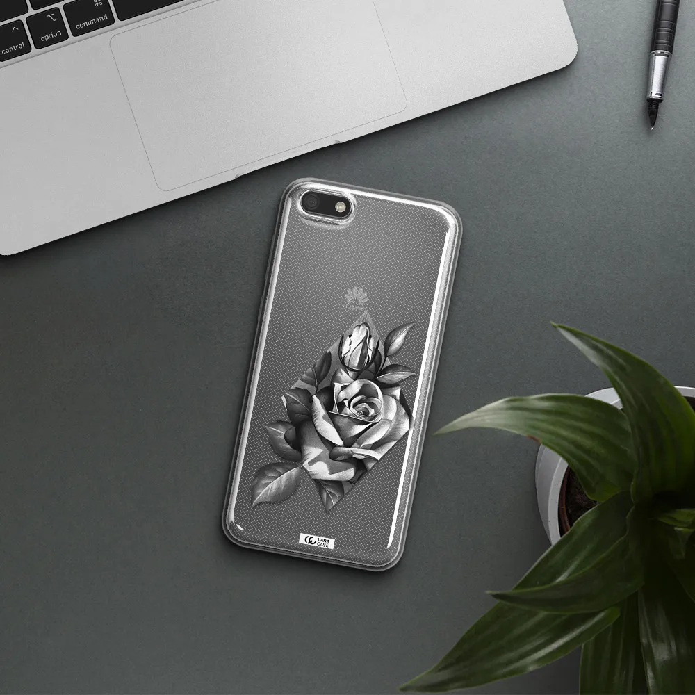 a drawing of a rose Huawei Y5 2018 Clear TPU Case