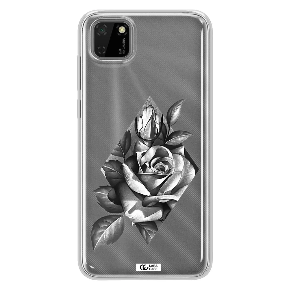 a drawing of a rose Huawei Y5P Clear TPU Case