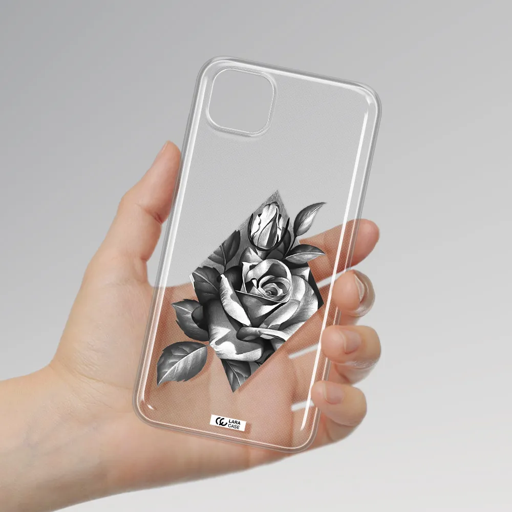 a drawing of a rose Huawei Y5P Clear TPU Case