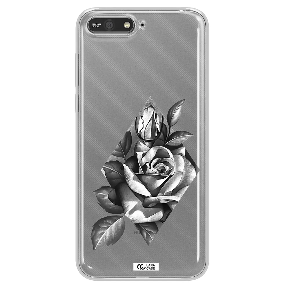 a drawing of a rose Huawei Y6 2018 Clear TPU Case
