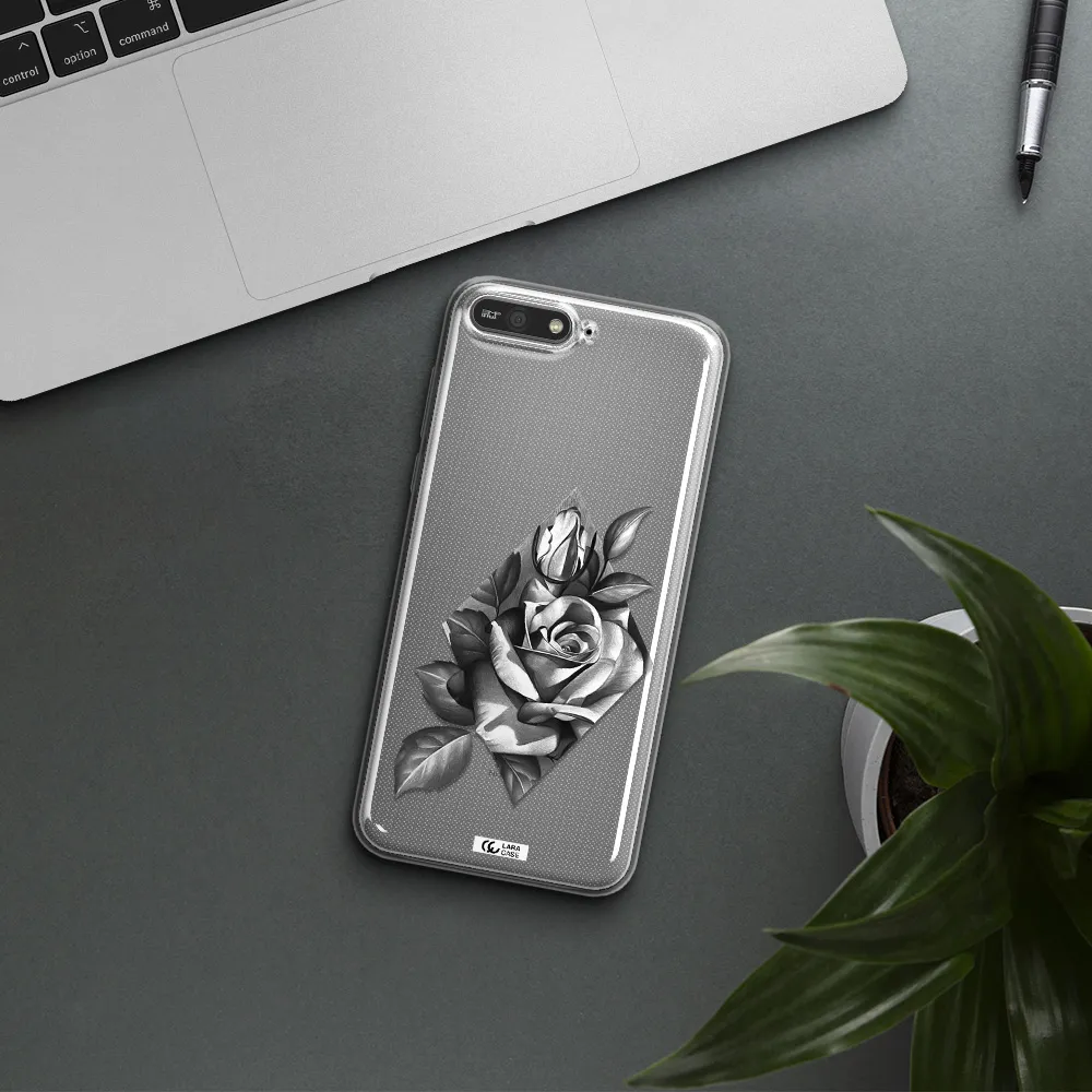 a drawing of a rose Huawei Y6 2018 Clear TPU Case