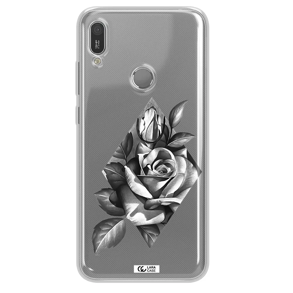 a drawing of a rose Huawei Y6 2019 Clear TPU Case