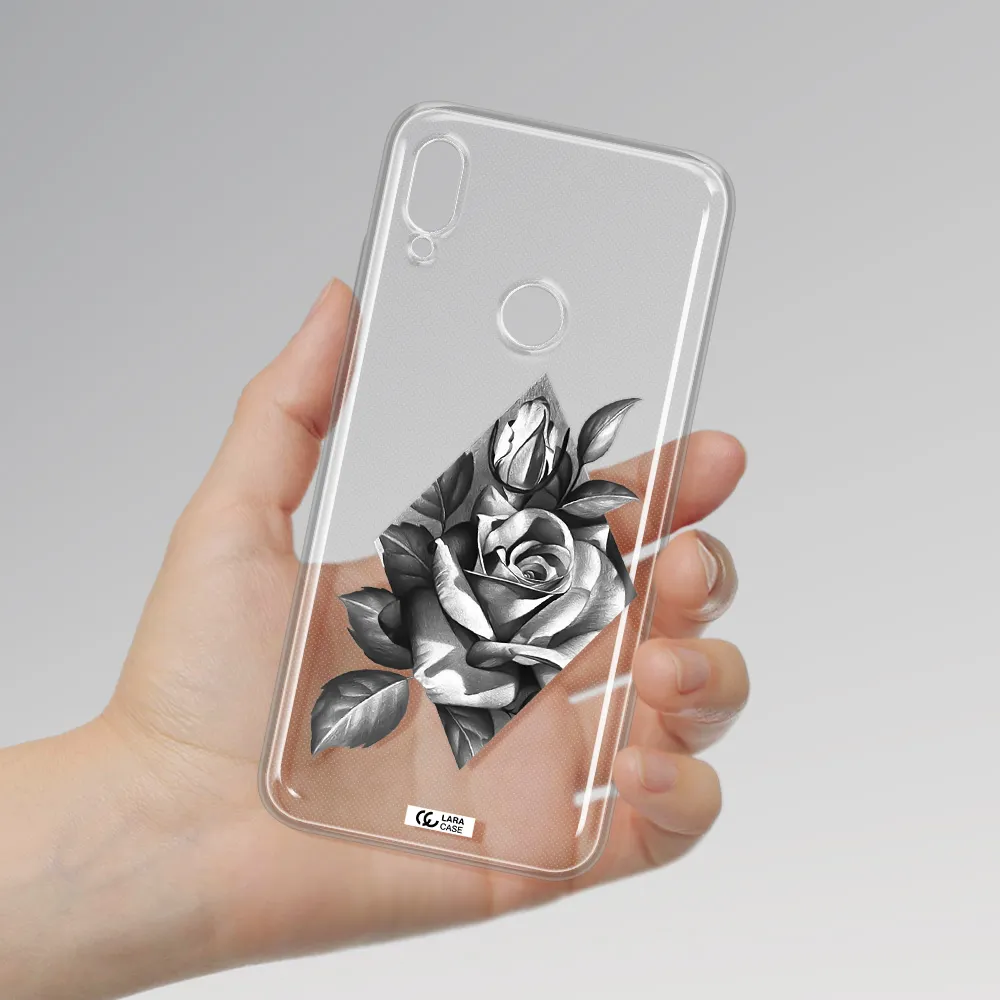 a drawing of a rose Huawei Y6 2019 Clear TPU Case