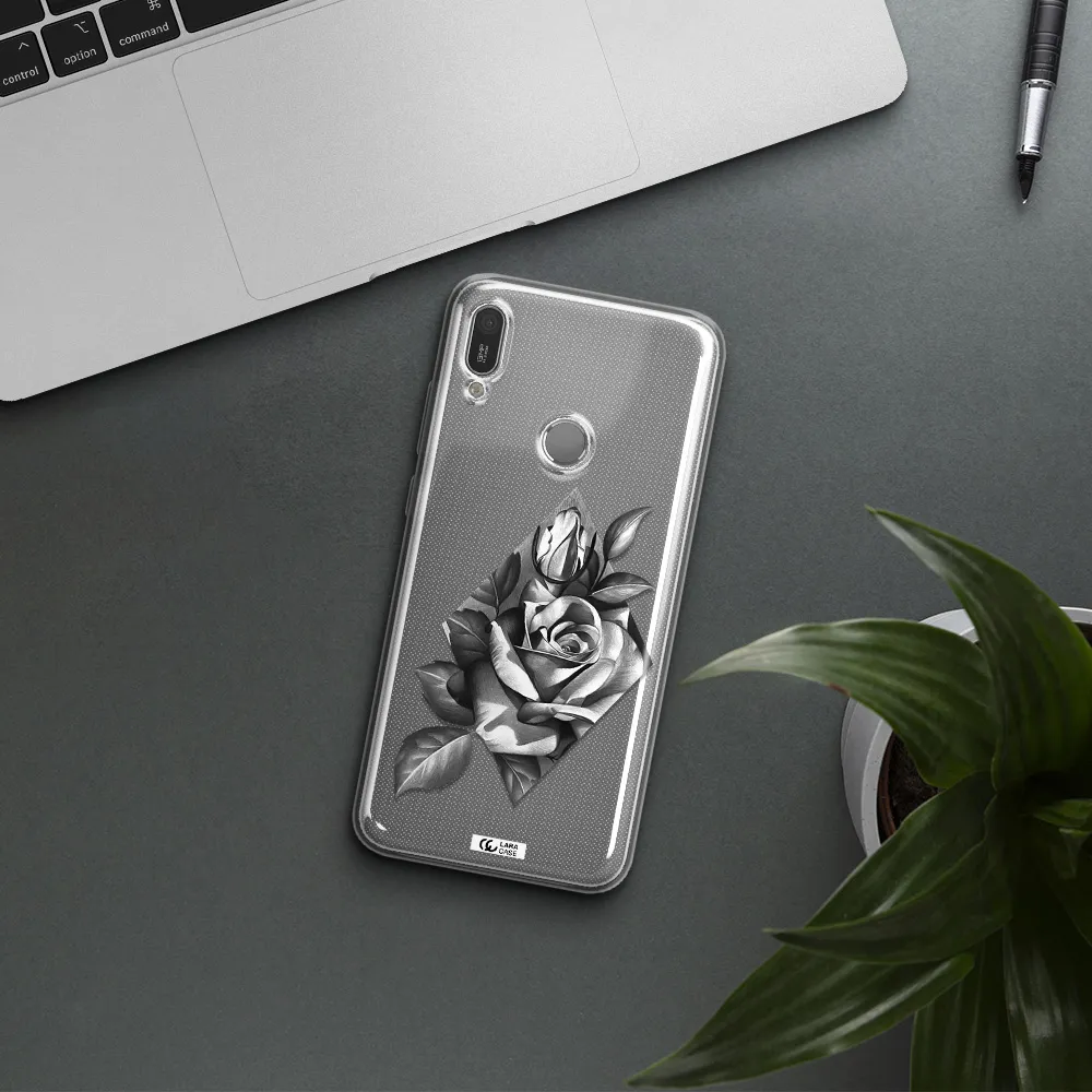 a drawing of a rose Huawei Y6 2019 Clear TPU Case