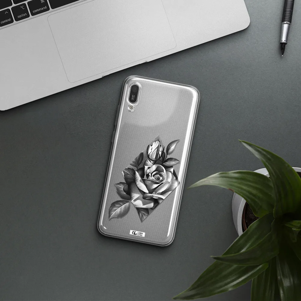 a drawing of a rose Huawei Y6 Pro 2019 Clear TPU Case