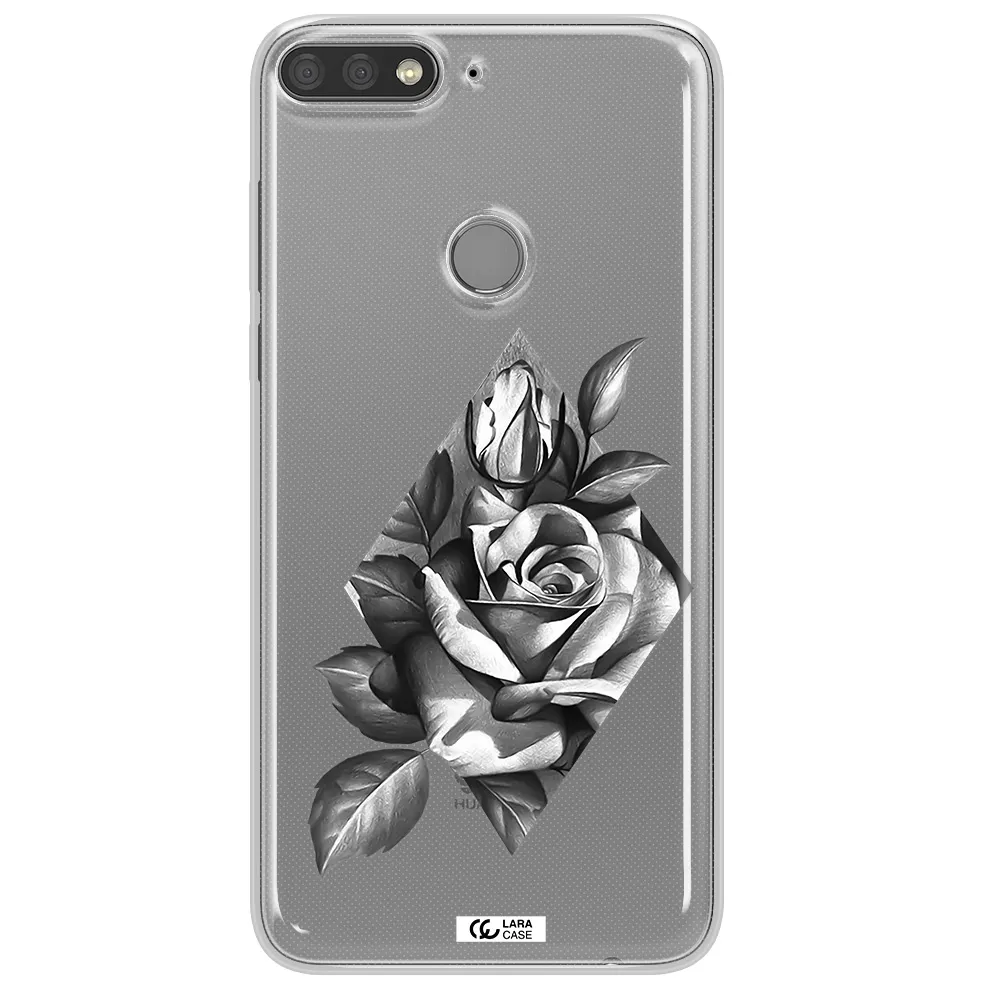 a drawing of a rose Huawei Y7 Prime 2018 Clear TPU Case