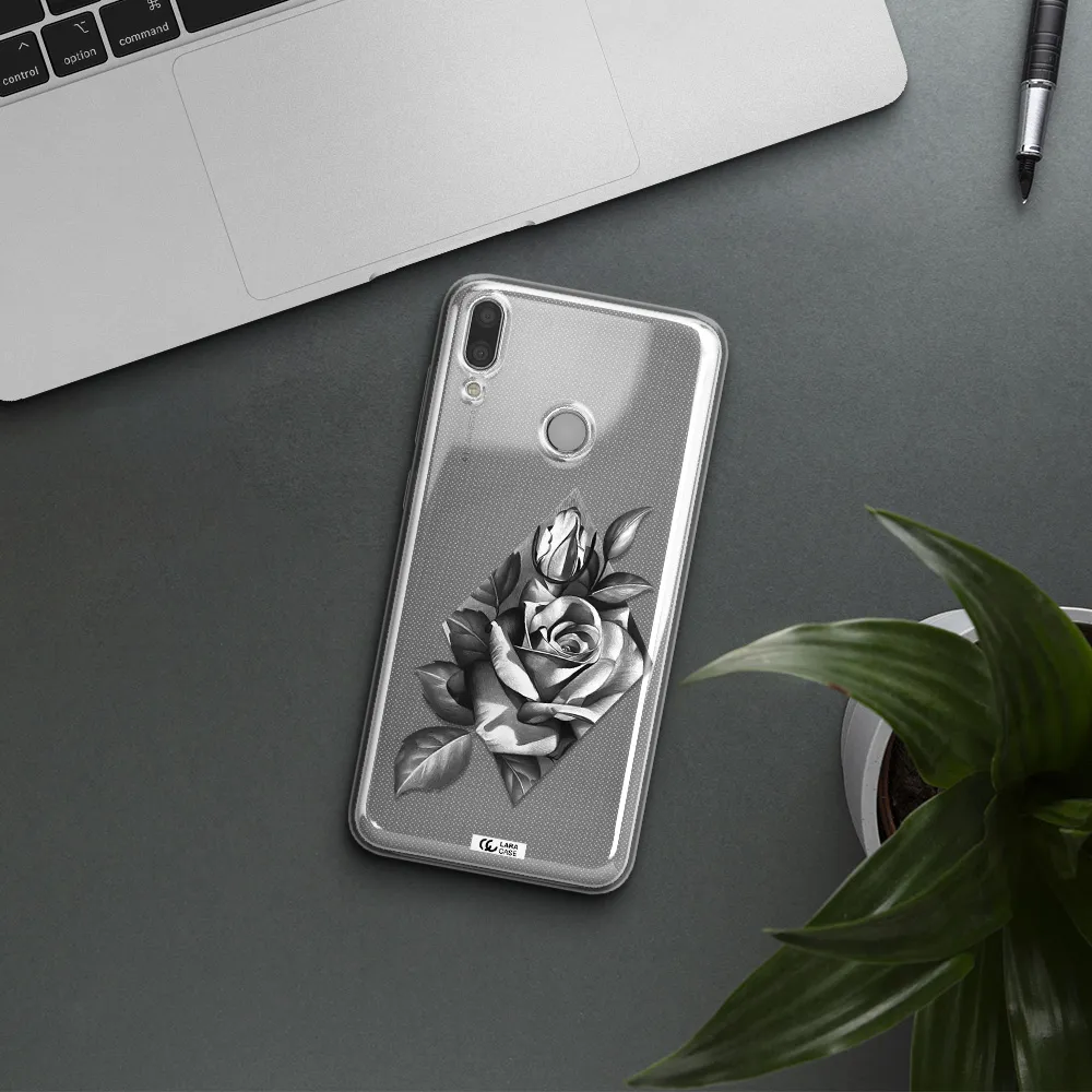 a drawing of a rose Huawei Y9 2019 Clear TPU Case