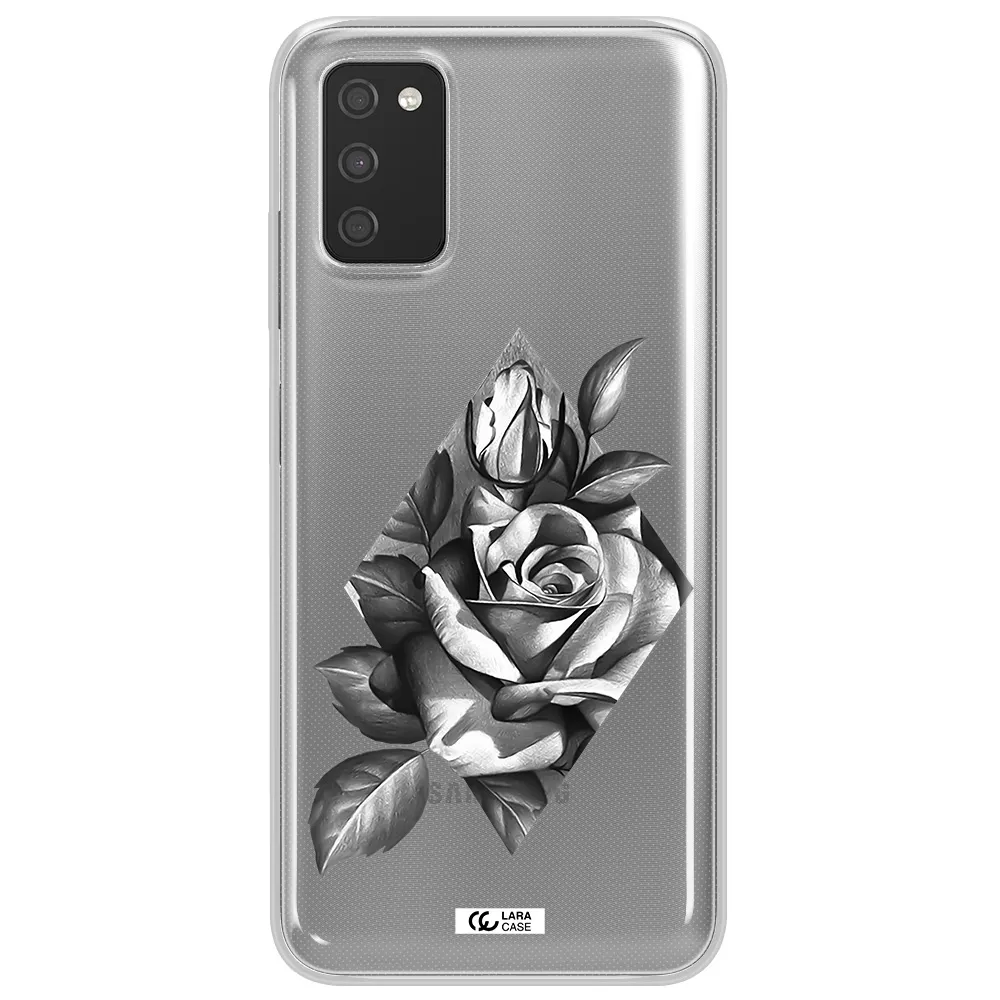 a drawing of a rose Samsung A03S Clear TPU Case