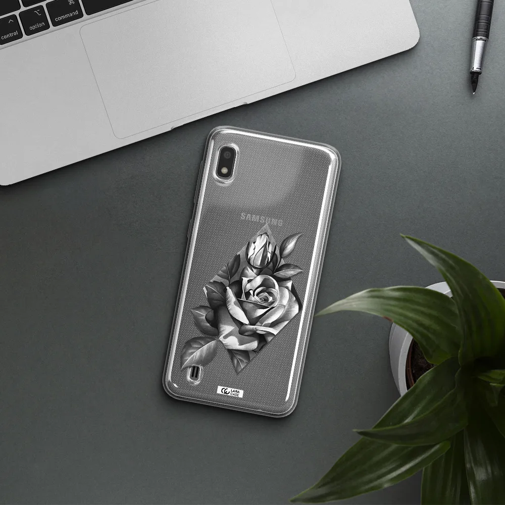 a drawing of a rose Samsung A10 Clear TPU Case