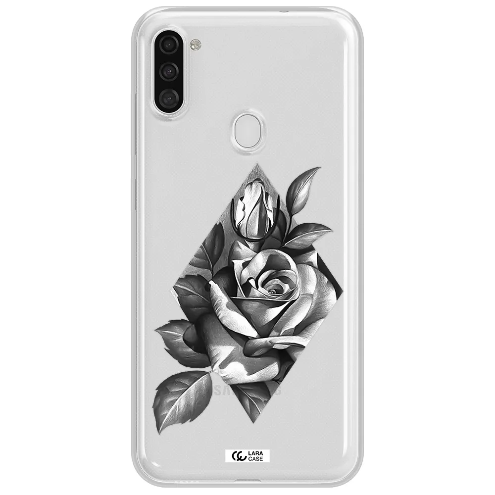 a drawing of a rose Samsung A11 Clear TPU Case