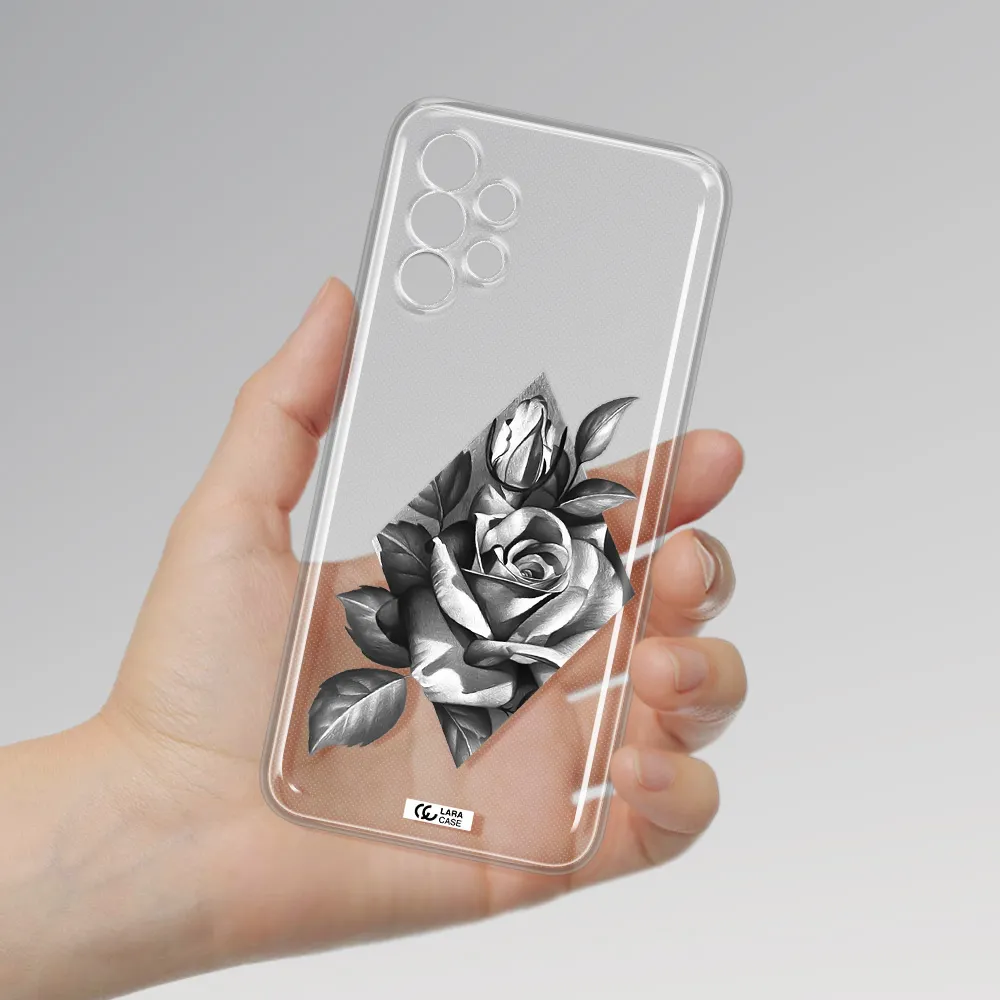 a drawing of a rose Samsung A13 Clear TPU Case