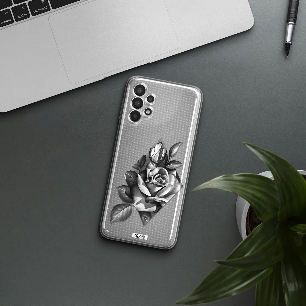 a drawing of a rose Samsung A13 Clear TPU Case