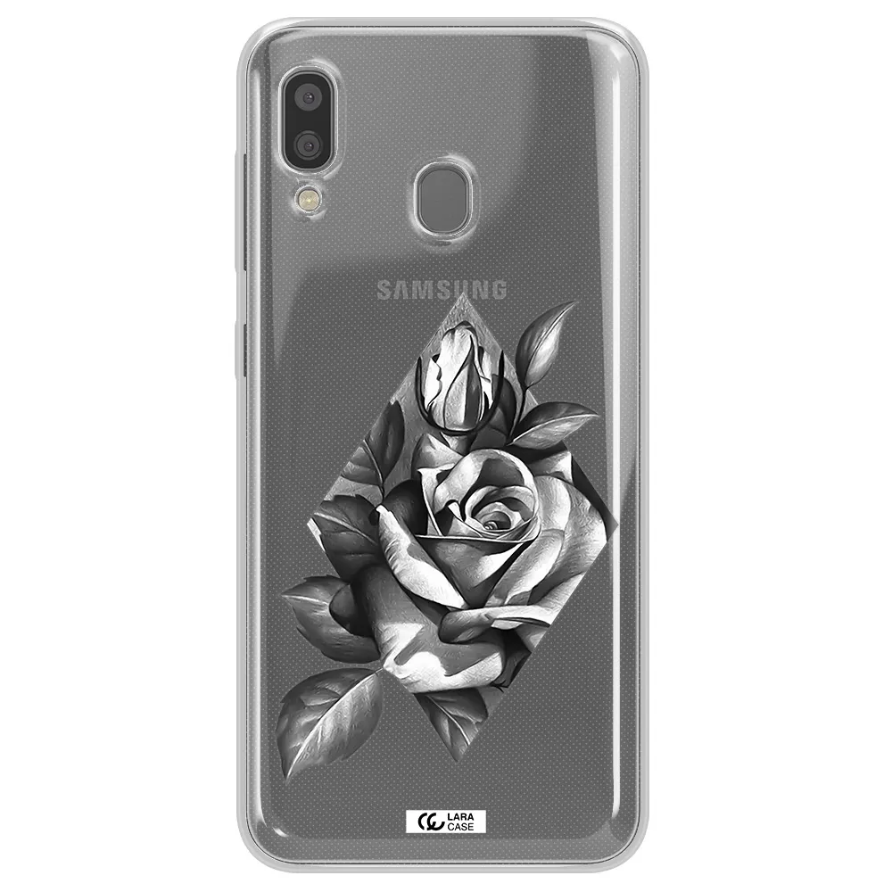 a drawing of a rose Samsung A20 Clear TPU Case