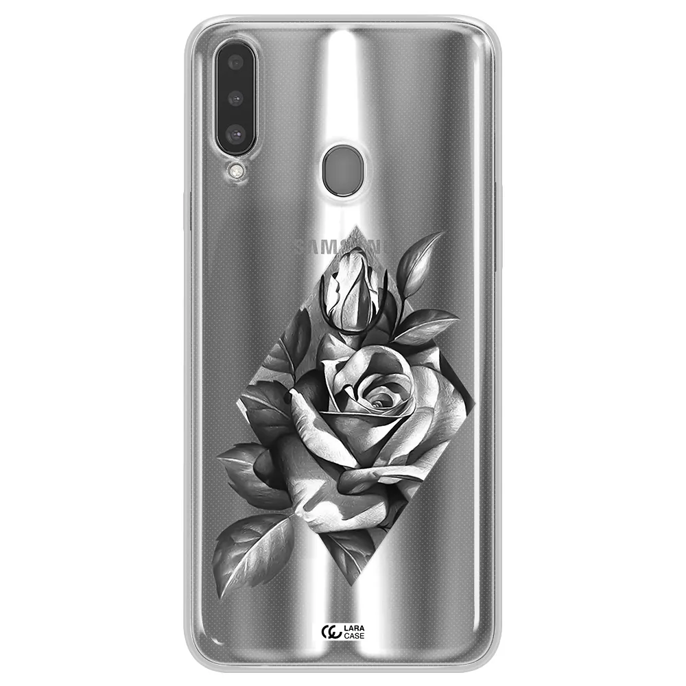 a drawing of a rose Samsung A20S Clear TPU Case
