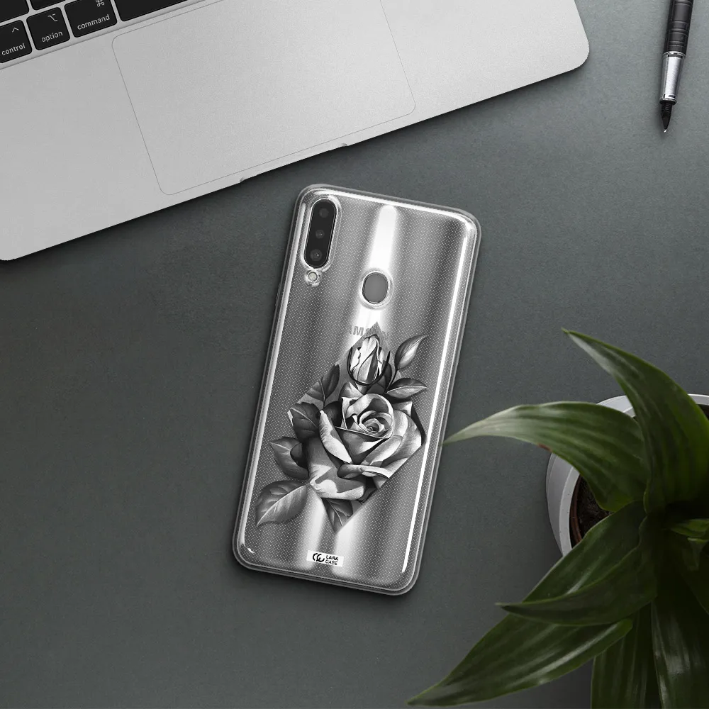 a drawing of a rose Samsung A20S Clear TPU Case