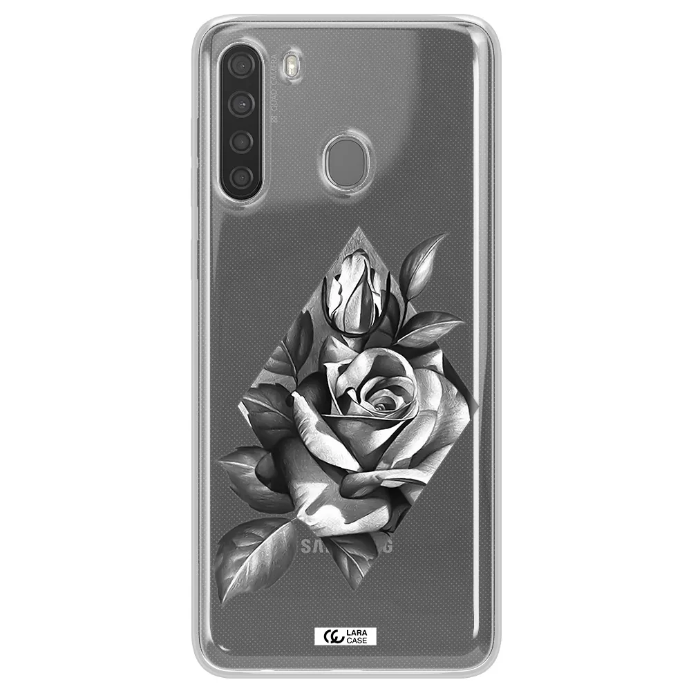 a drawing of a rose Samsung A21 Clear TPU Case