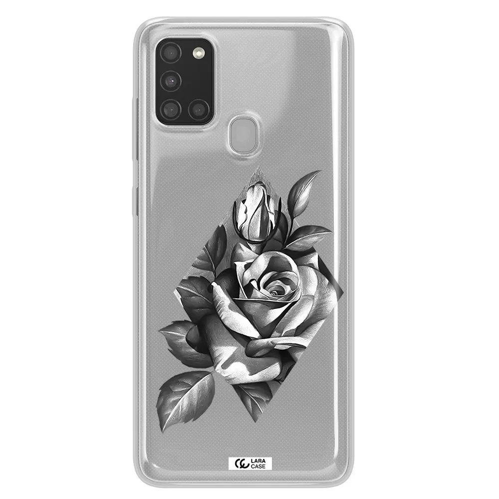 a drawing of a rose Samsung A21S Clear TPU Case