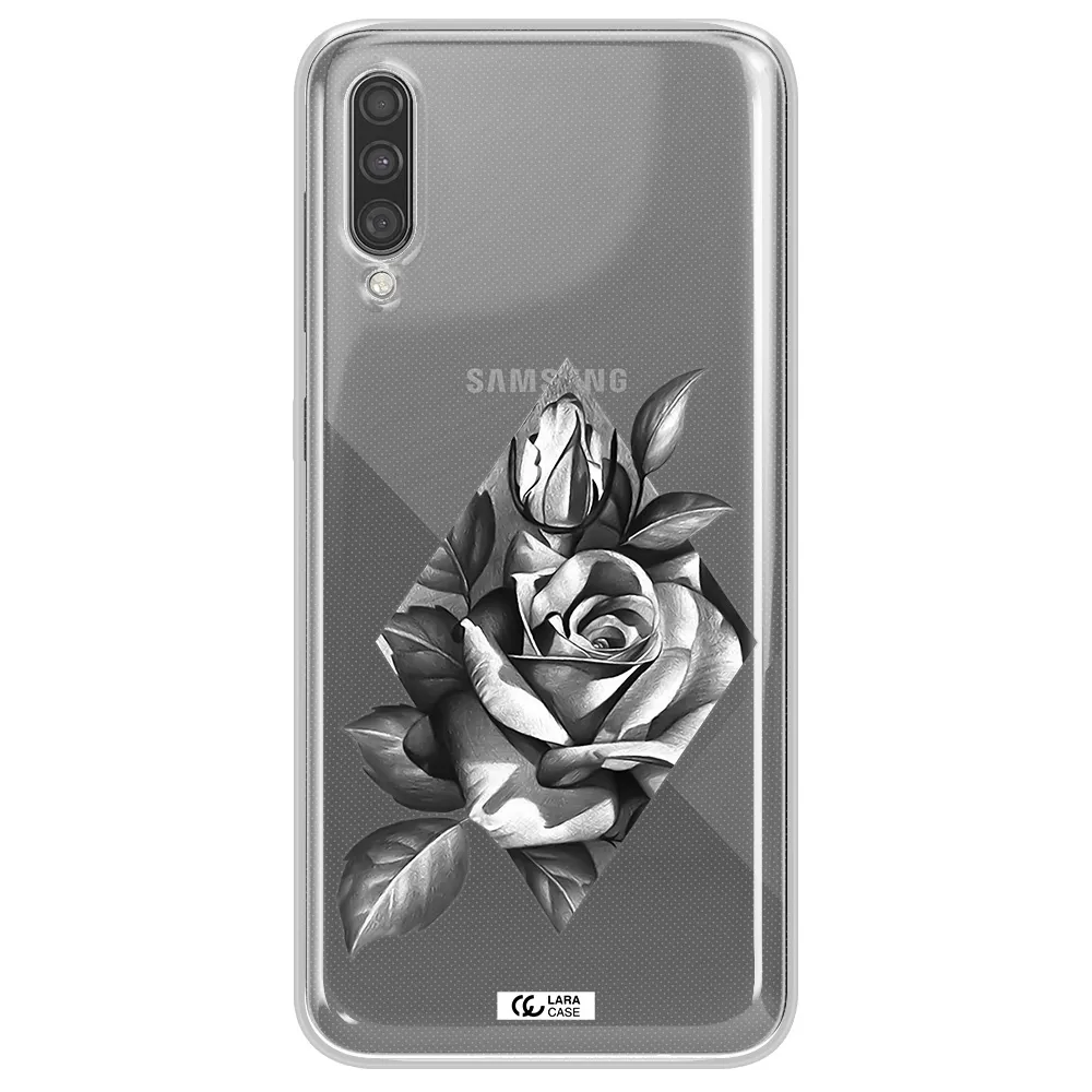 a drawing of a rose Samsung A30S Clear TPU Case