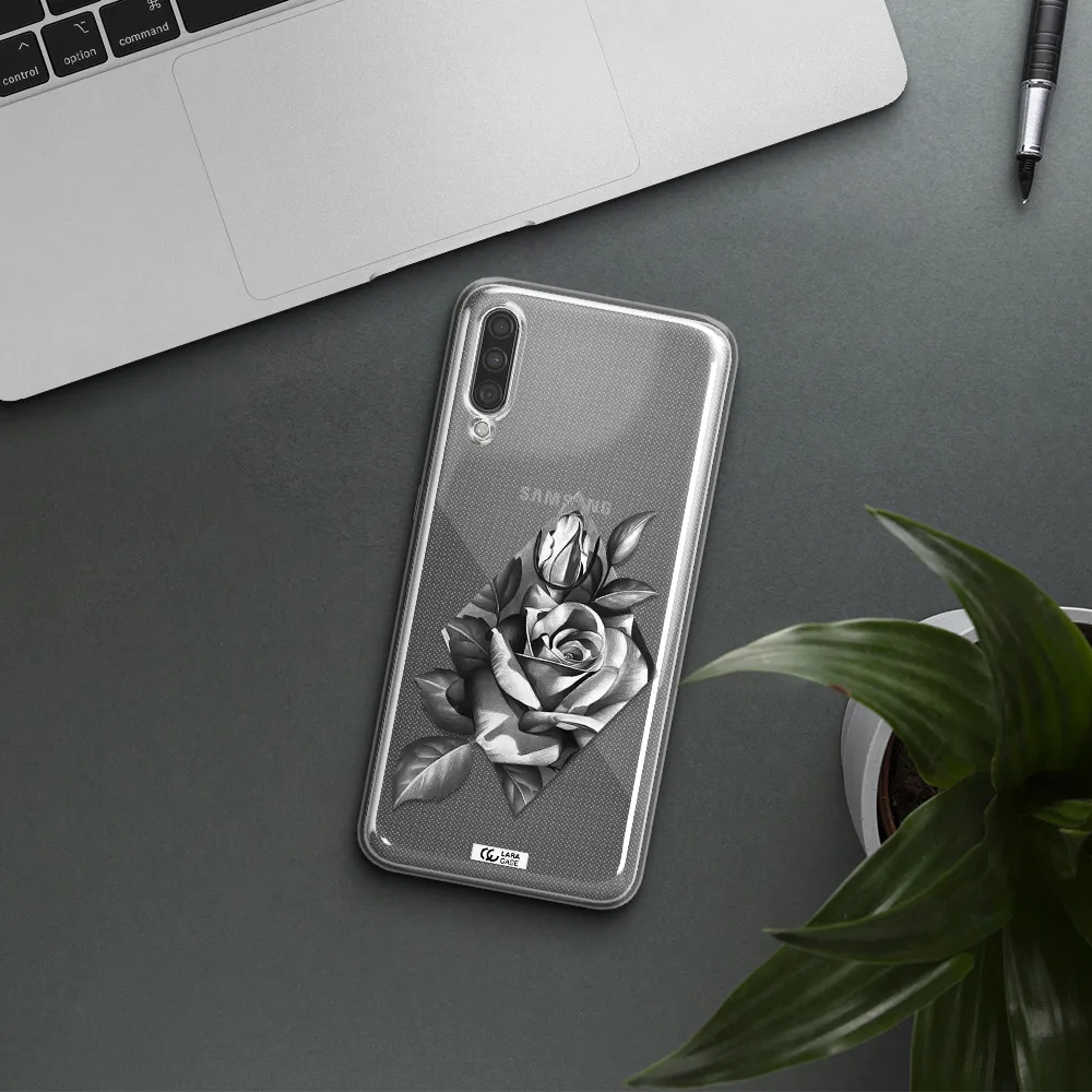 a drawing of a rose Samsung A30S Clear TPU Case