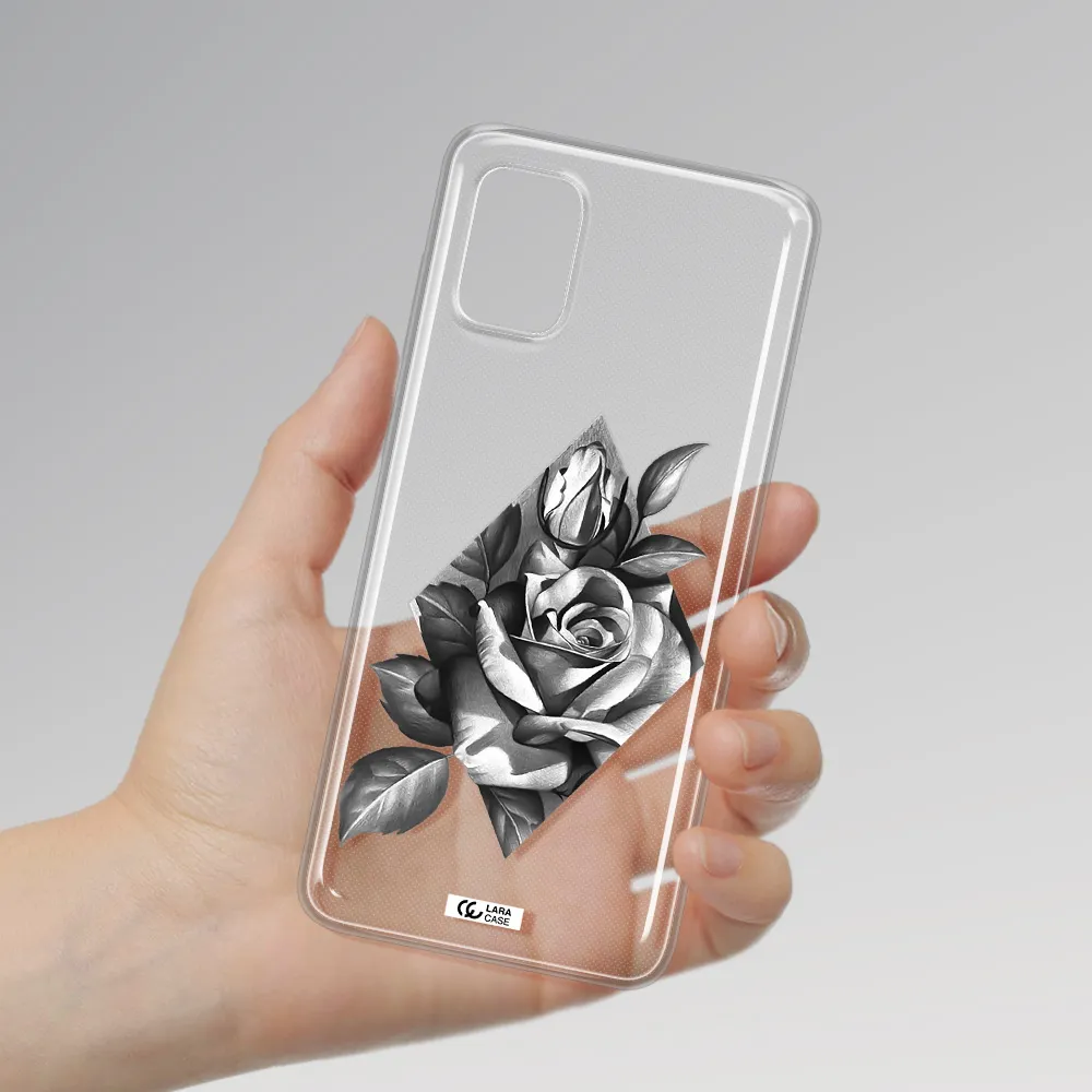 a drawing of a rose Samsung A31 Clear TPU Case