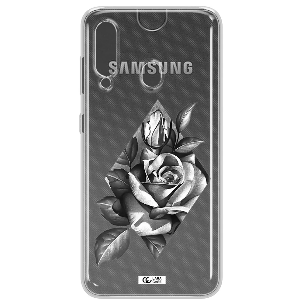a drawing of a rose Samsung A60 Clear TPU Case