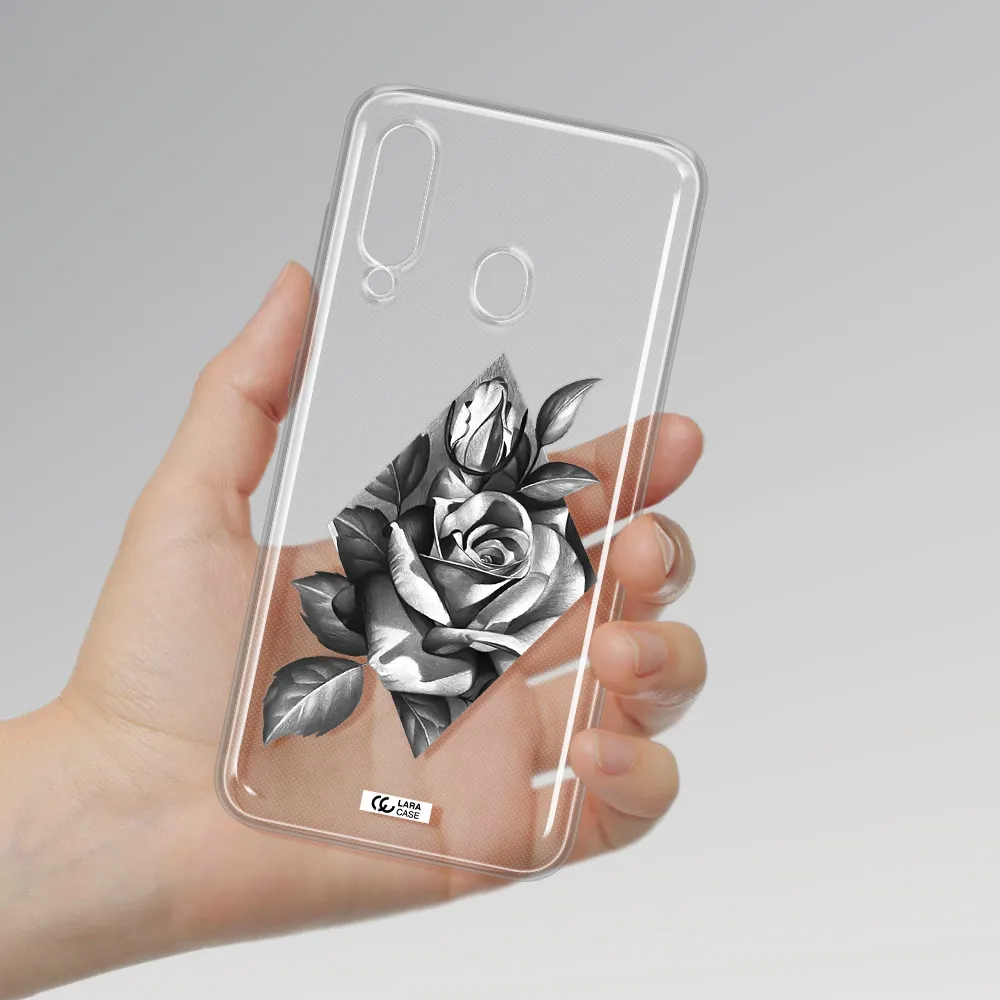 a drawing of a rose Samsung A60 Clear TPU Case