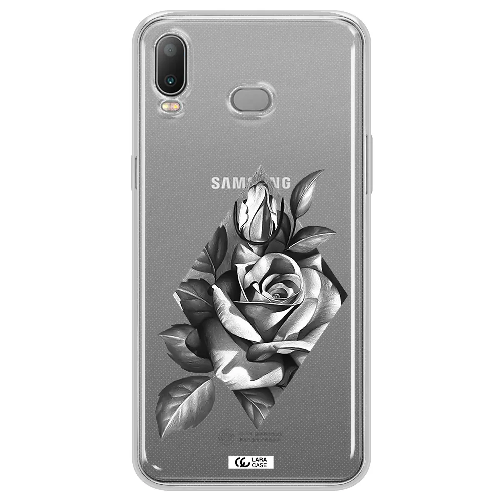 a drawing of a rose Samsung A6S Clear TPU Case