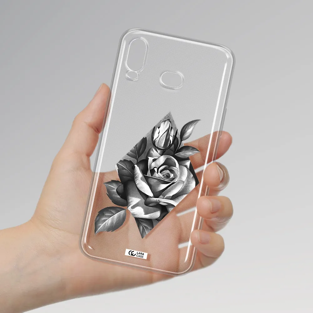 a drawing of a rose Samsung A6S Clear TPU Case
