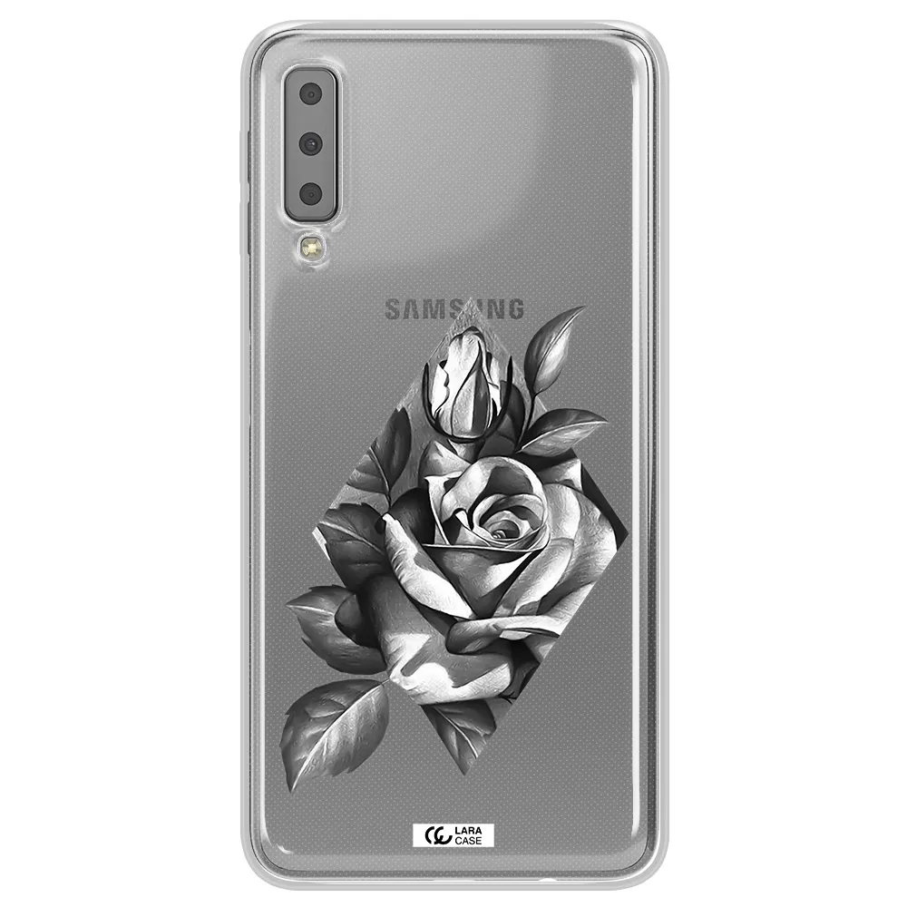 a drawing of a rose Samsung A7 2018 Clear TPU Case