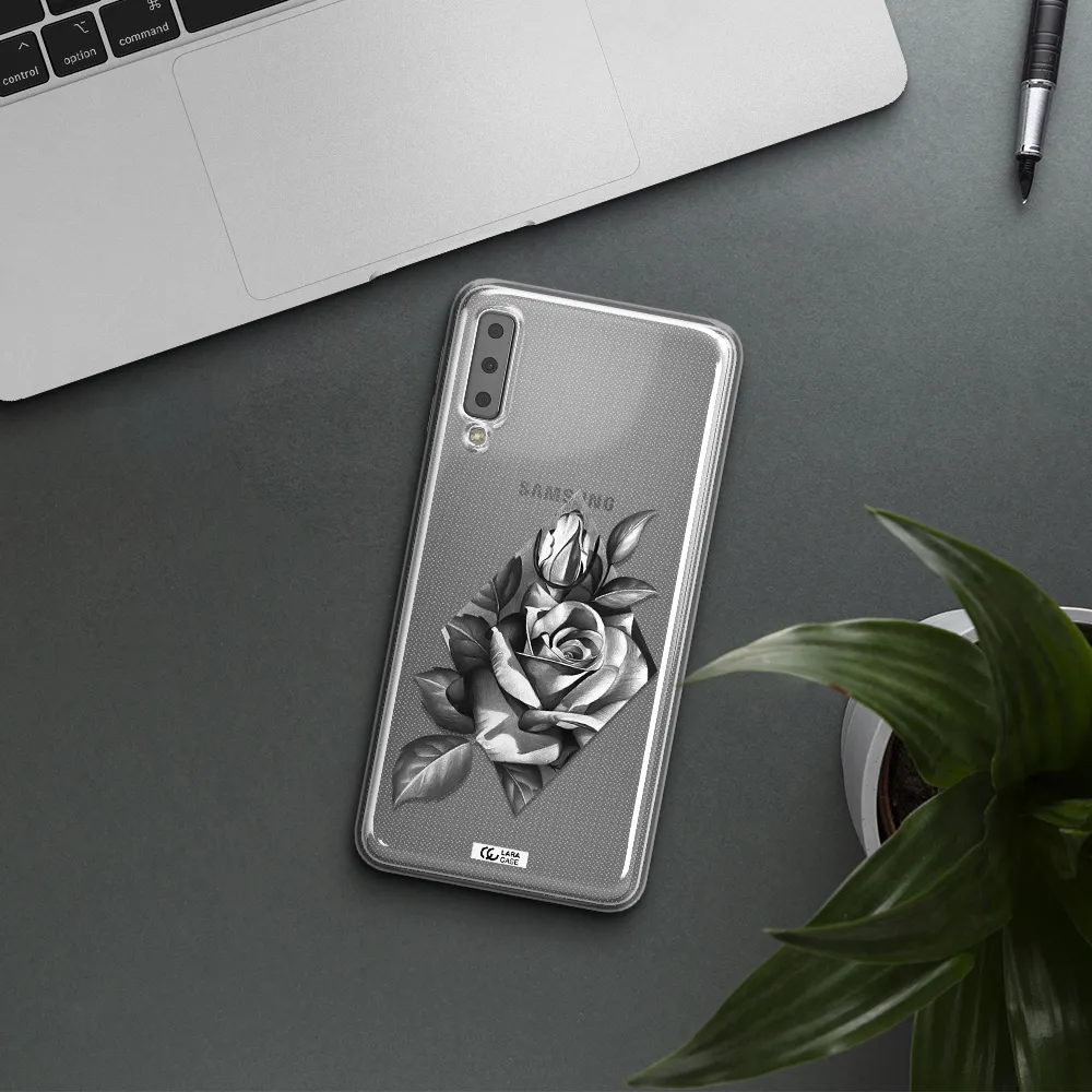 a drawing of a rose Samsung A7 2018 Clear TPU Case