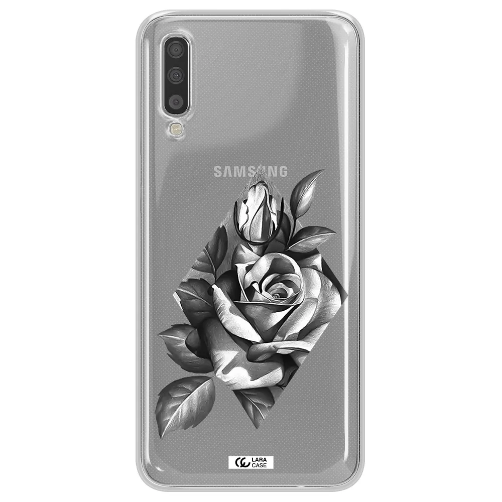 a drawing of a rose Samsung A70 Clear TPU Case