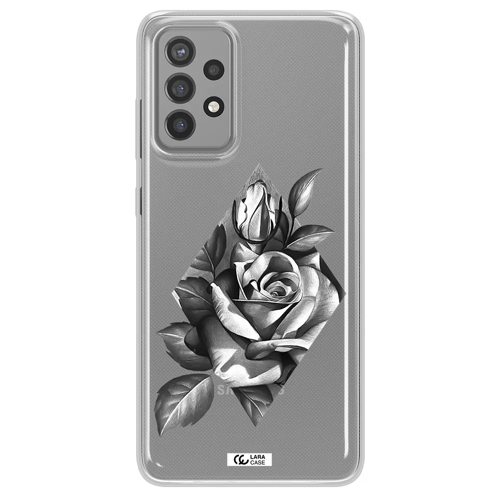 a drawing of a rose Samsung A72 Clear TPU Case