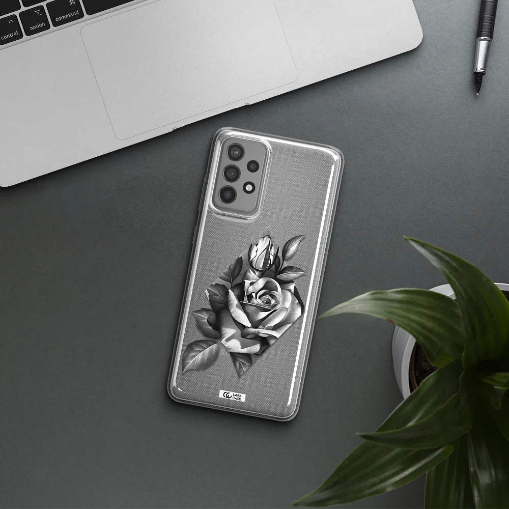 a drawing of a rose Samsung A72 Clear TPU Case