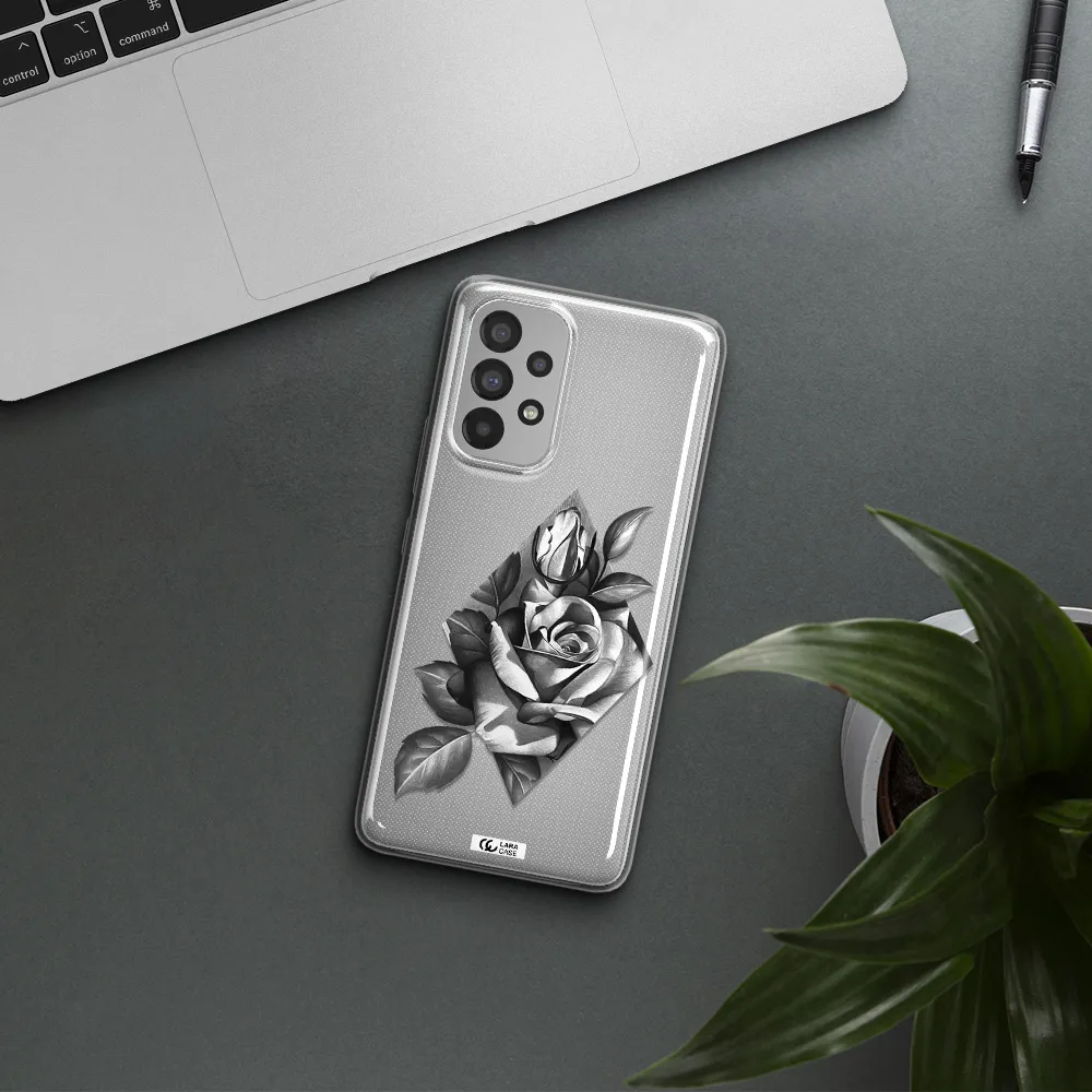 a drawing of a rose Samsung A73 Clear TPU Case