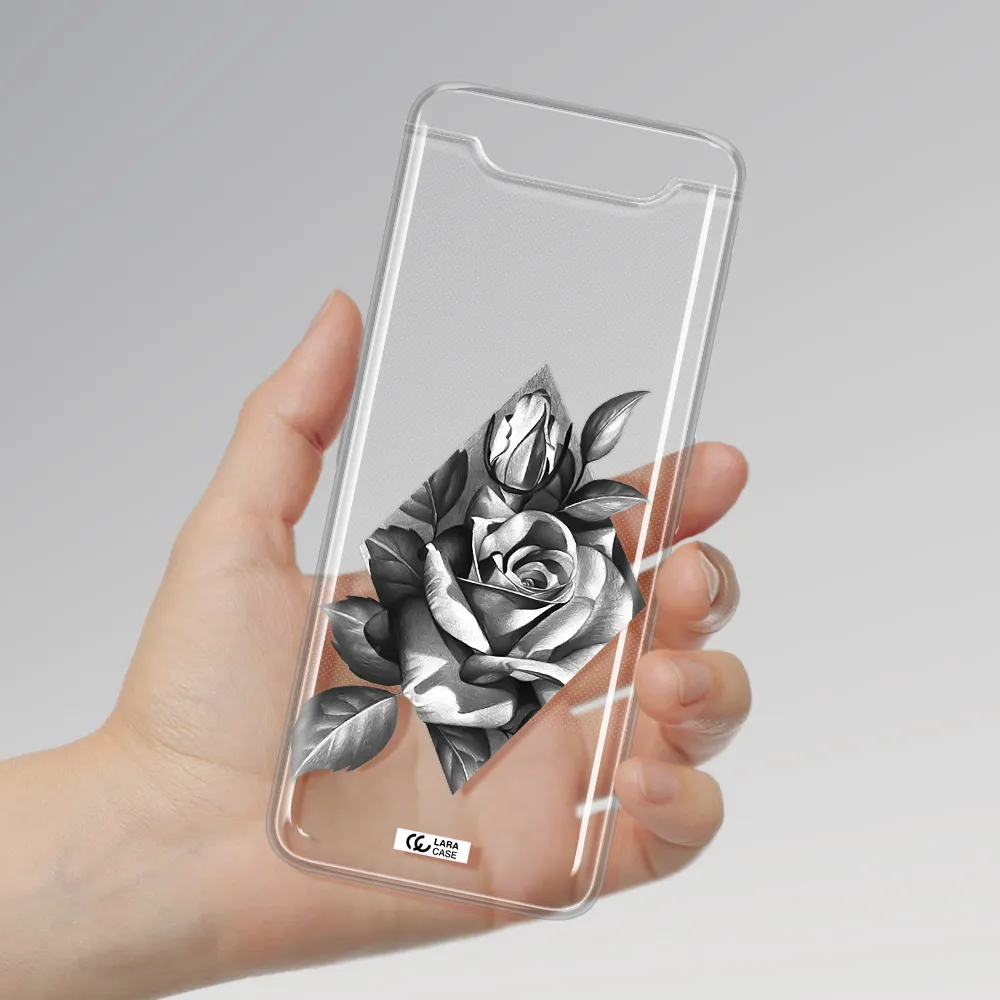 a drawing of a rose Samsung A80 Clear TPU Case