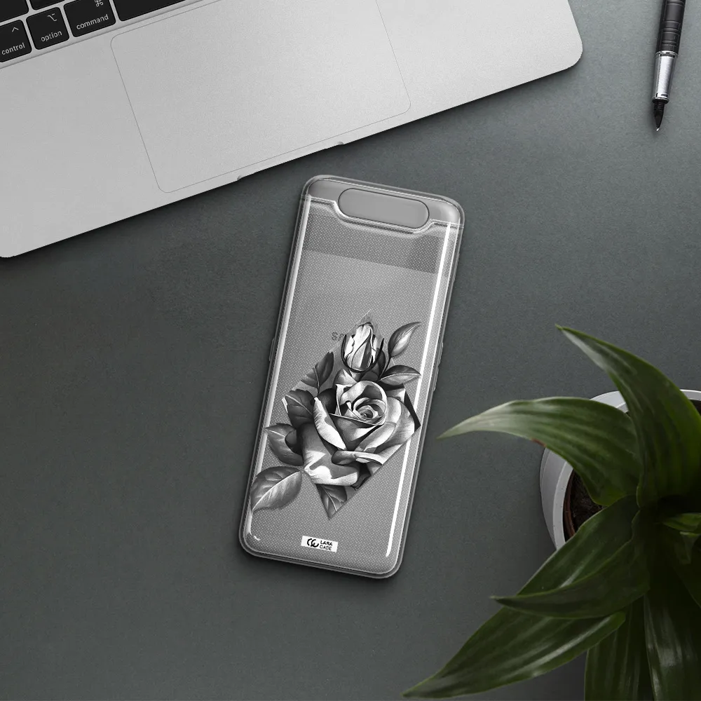 a drawing of a rose Samsung A80 Clear TPU Case