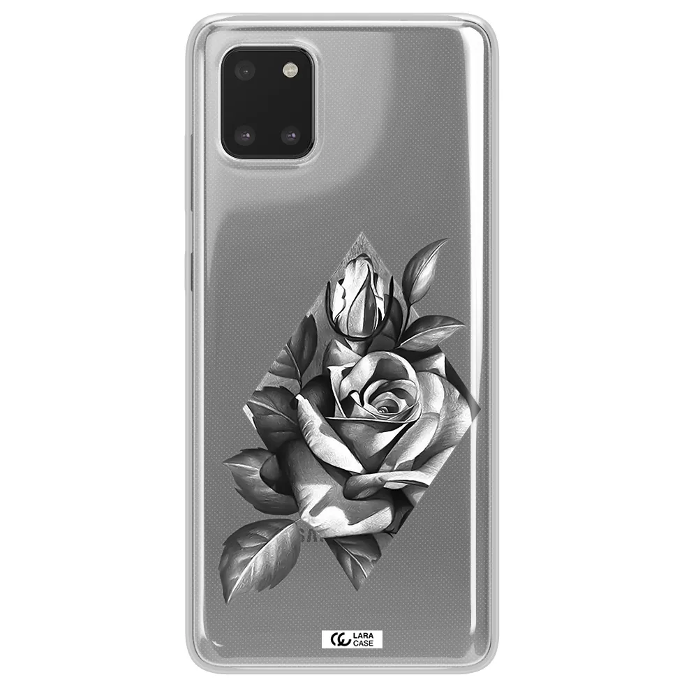a drawing of a rose Samsung A81 Clear TPU Case