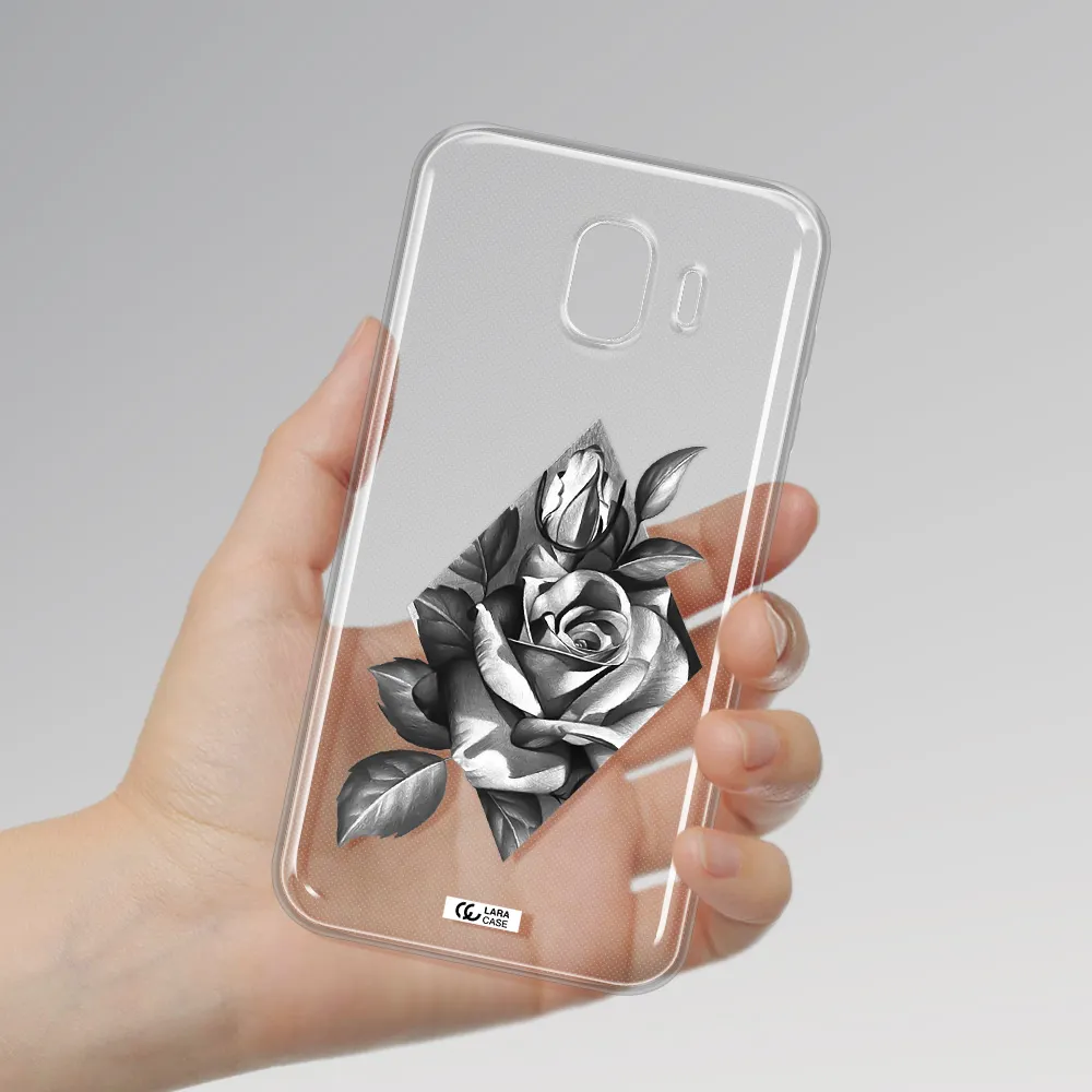 a drawing of a rose Samsung J4 Clear TPU Case