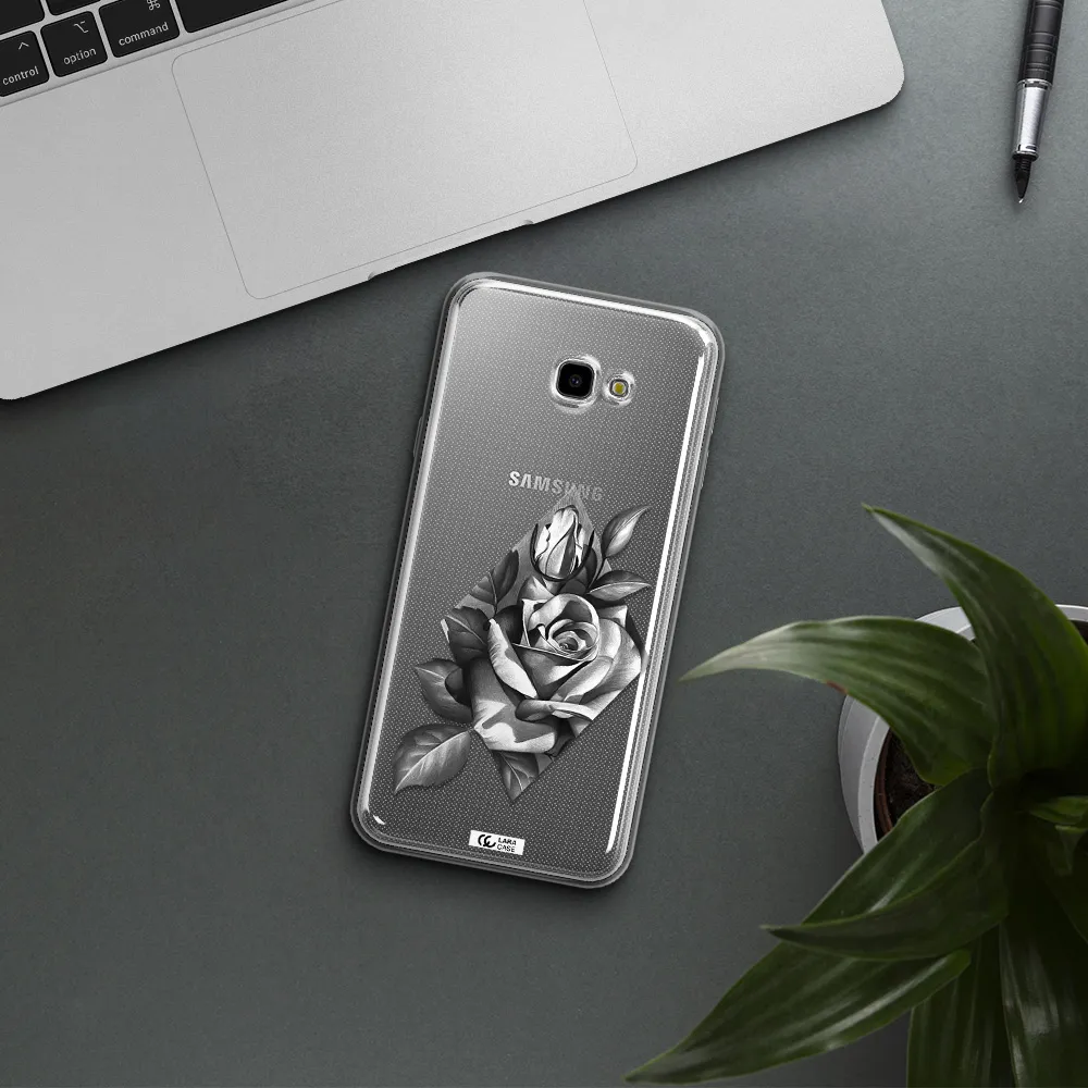 a drawing of a rose Samsung J4 Plus Clear TPU Case