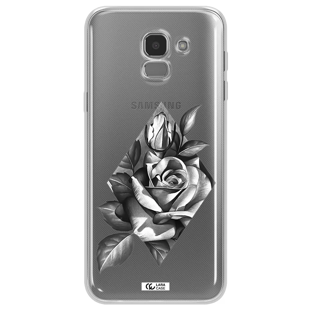 a drawing of a rose Samsung J6 Clear TPU Case