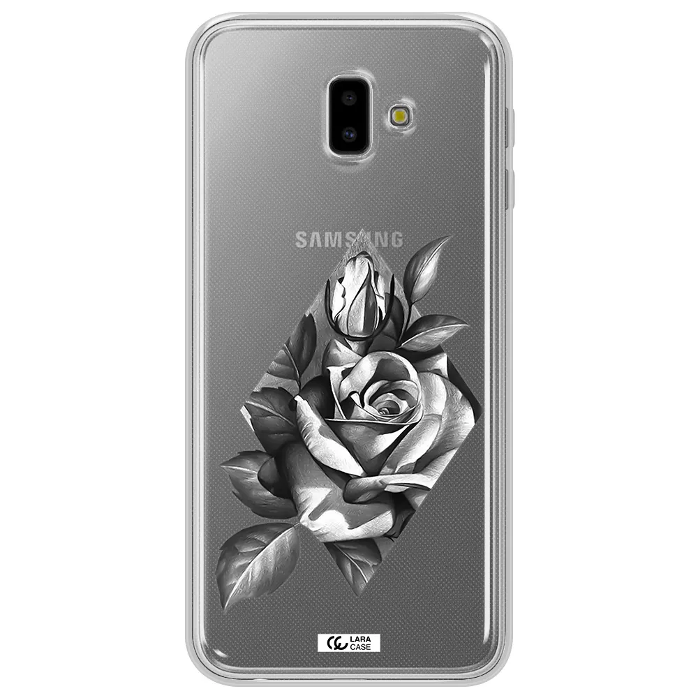 a drawing of a rose Samsung J6 Plus Clear TPU Case