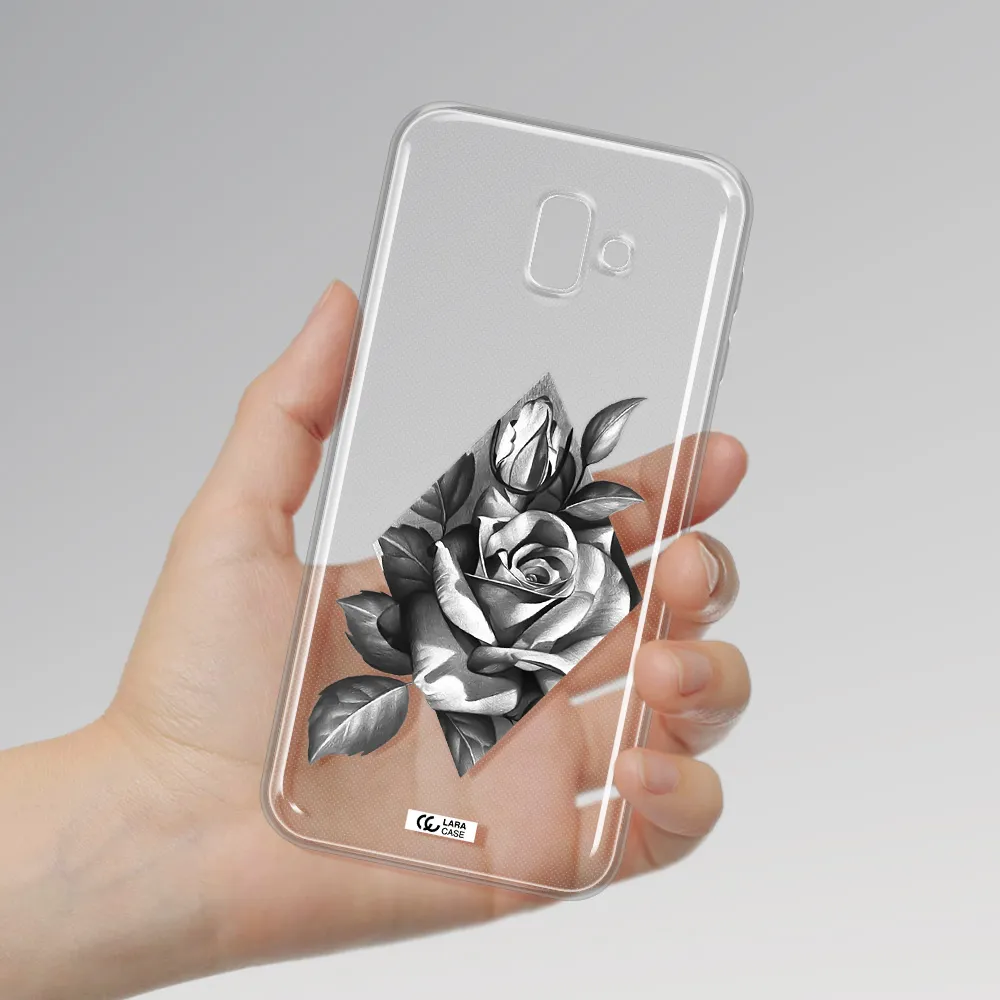 a drawing of a rose Samsung J6 Plus Clear TPU Case