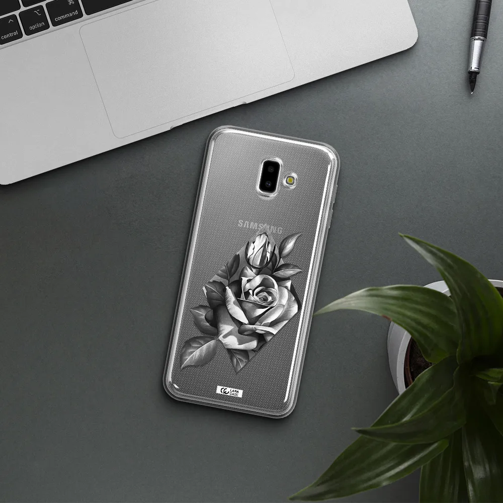 a drawing of a rose Samsung J6 Plus Clear TPU Case